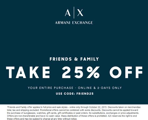 armani exchange discount code